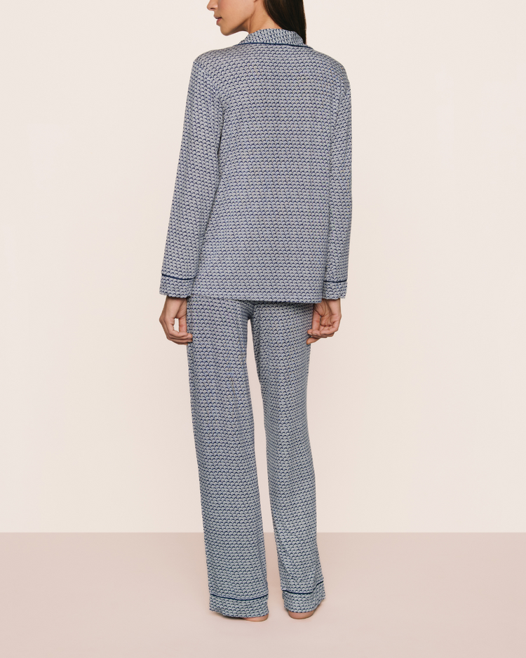 Eberjey L/S Long Pant PJ Set - Navy Seashell