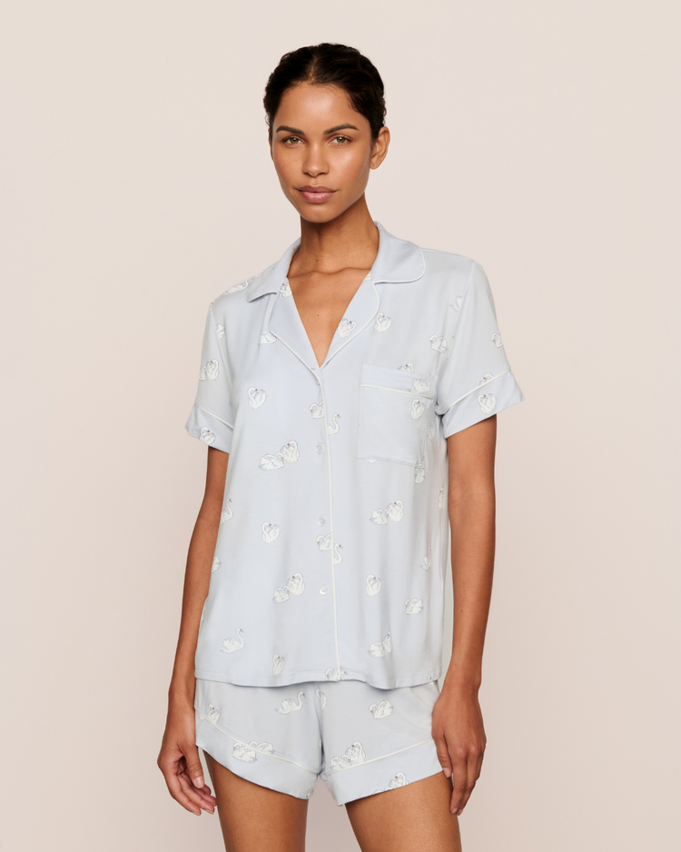 Eberjey Gisele Printed S/S Short PJ Set - Swans