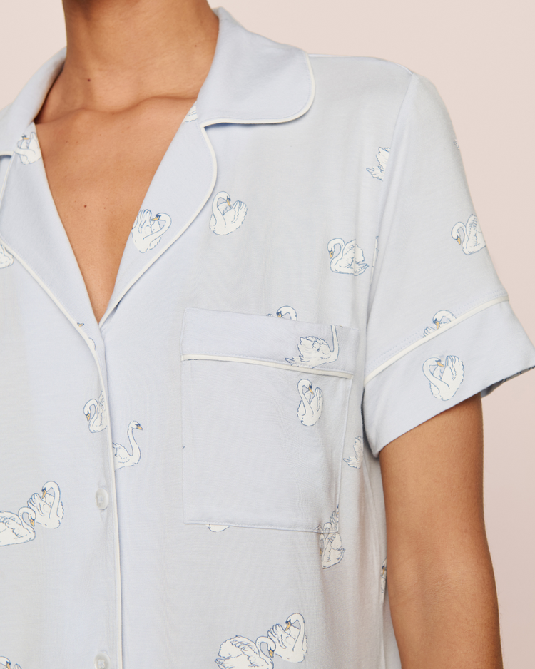 Eberjey Gisele Printed S/S Short PJ Set - Swans