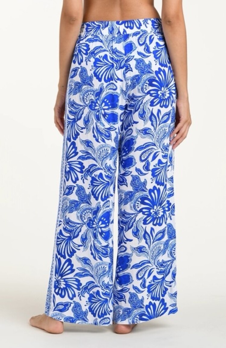 La Blanca Botanical Brocade Wide Leg Pant - Lapis Print