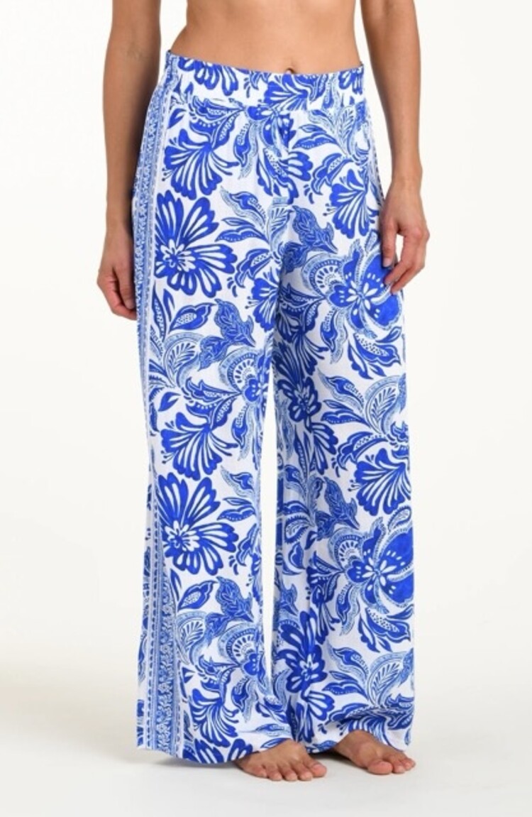 La Blanca Botanical Brocade Wide Leg Pant - Lapis Print