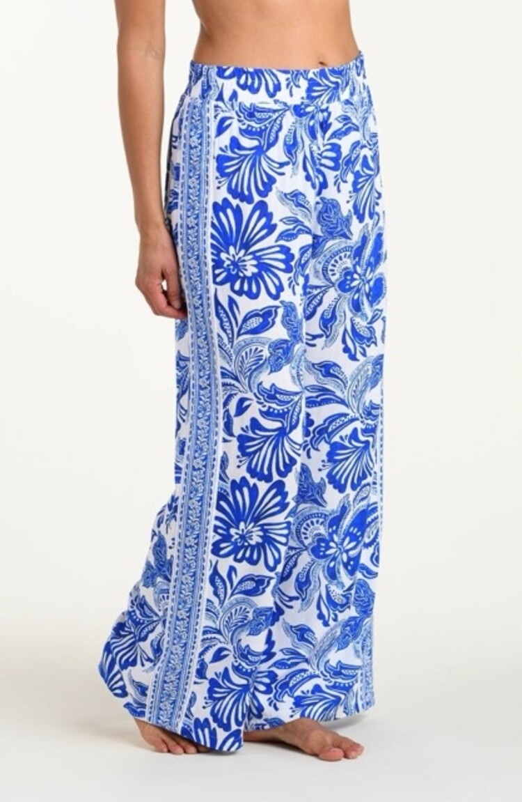La Blanca Botanical Brocade Wide Leg Pant - Lapis Print