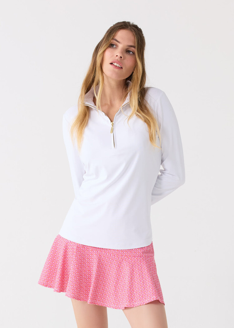 Cabana Life Essentials Sport Performance 1/4 Zip Long Sleeve Top - White