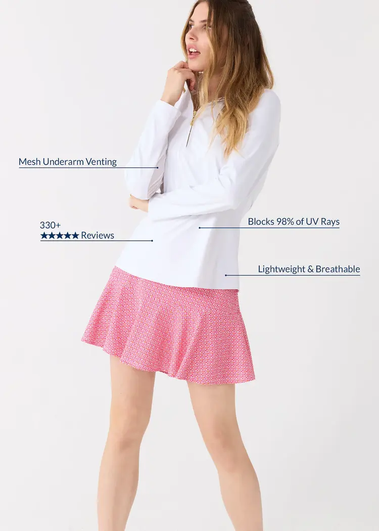 Cabana Life Essentials Sport Performance 1/4 Zip Long Sleeve Top - White