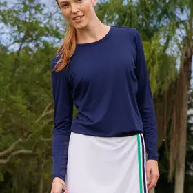 Cabana Life Essentials Ribbed S/L Sport Top - White/Green