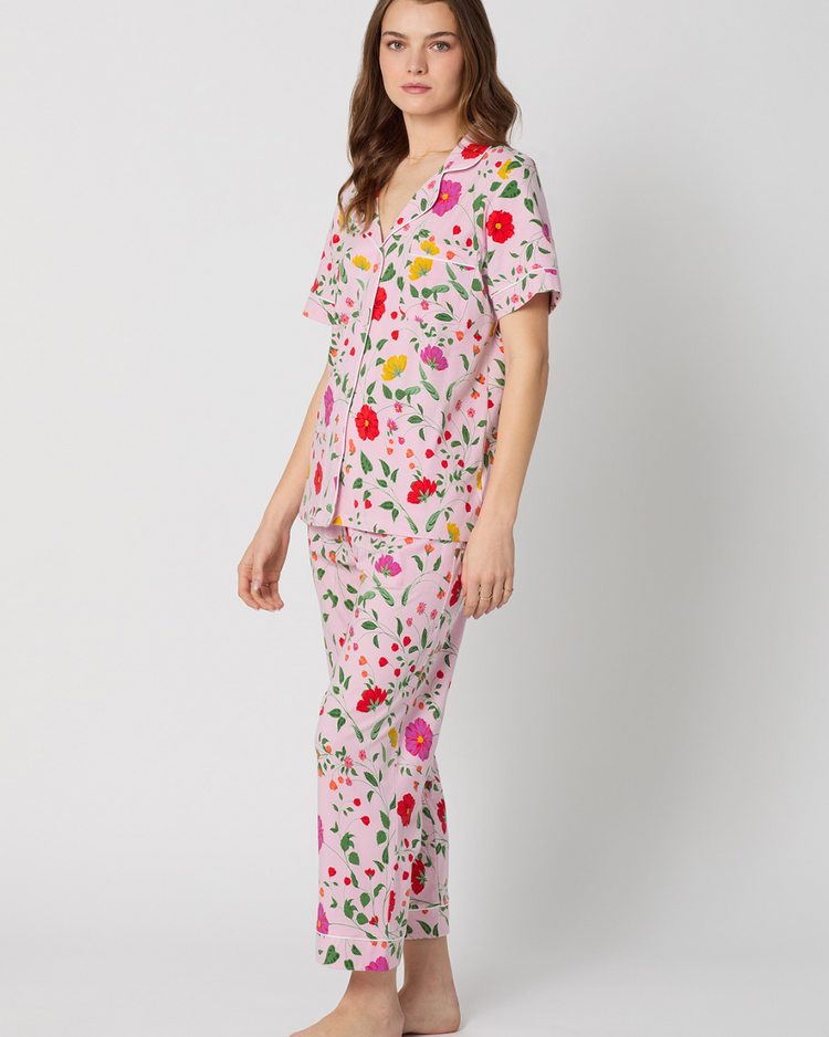 Bed Head Cotton Jersey Knit S/S Cropped PJ Set - Sunlit Floral