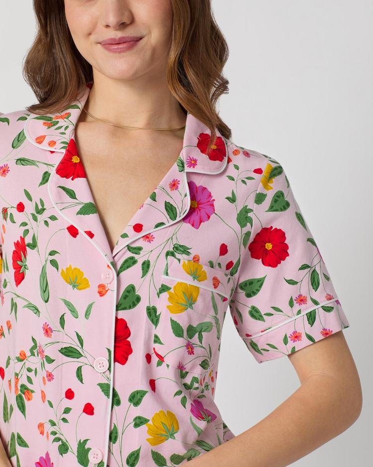 Bed Head Cotton Jersey Knit S/S Cropped PJ Set - Sunlit Floral