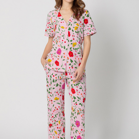 Bed Head Cotton Jersey Knit S/S Cropped PJ Set - Sunlit Floral