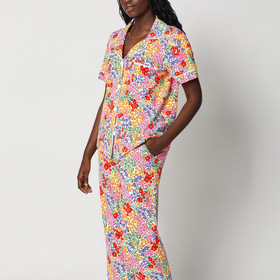 Bed Head Cotton Jersey Knit S/S Cropped PJ Set - Spring Fields