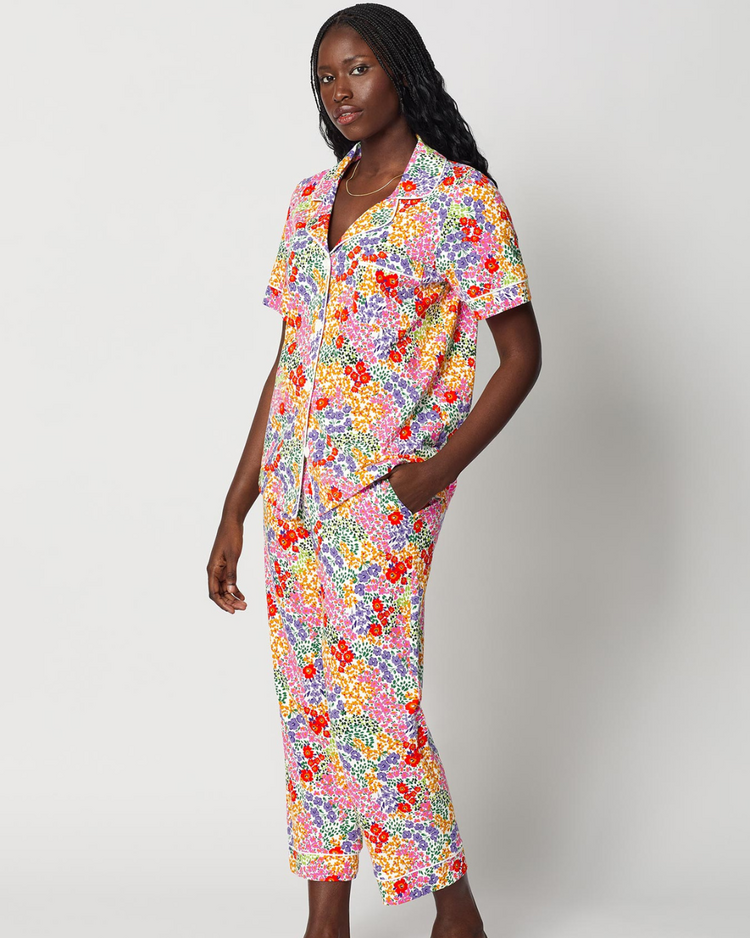 Bed Head Cotton Jersey Knit S/S Cropped PJ Set - Spring Fields