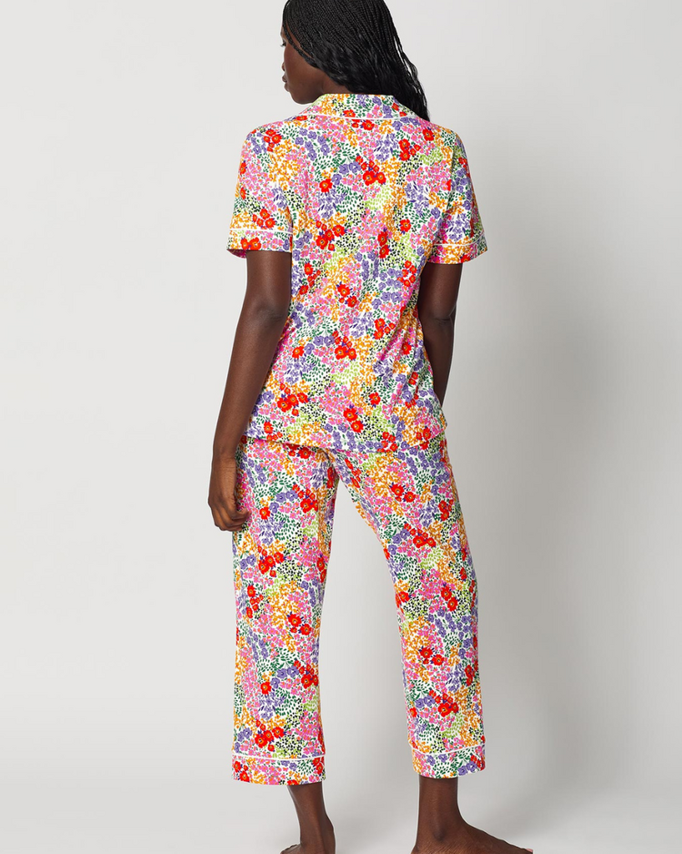 Bed Head Cotton Jersey Knit S/S Cropped PJ Set - Spring Fields