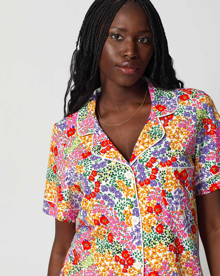 Bed Head Cotton Jersey Knit S/S Cropped PJ Set - Spring Fields