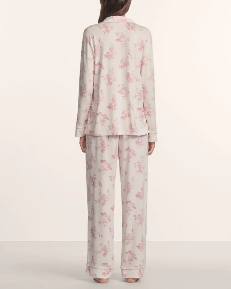 Eberjey Long Pant L/S PJ Set - Rose Garden Cameo