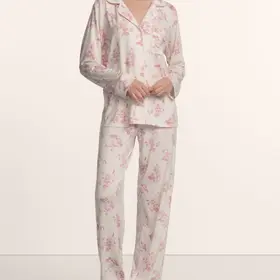 Eberjey Long Pant L/S PJ Set - Rose Garden Cameo