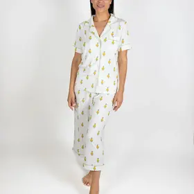 Aspen Dream Jolene Short Sleeve Crop Pant PJ Set - Artichokes