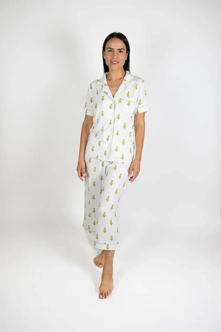 Aspen Dream Jolene Short Sleeve Crop Pant PJ Set - Artichokes