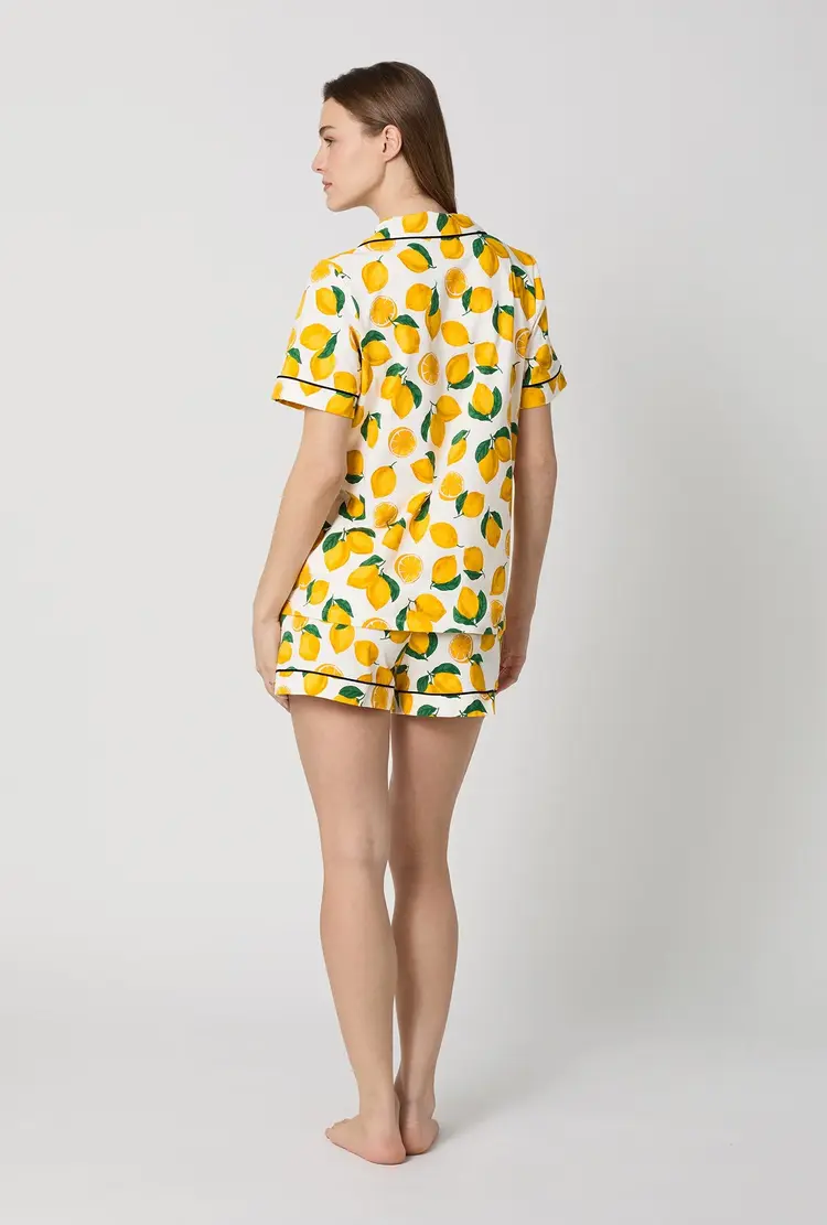 Bed Head Lemons Knit Short Sleeve Short Pajamas - Main Squeeze