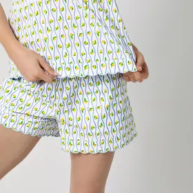 Bed Head Cotton Scallop Cami Short Pajamas - Limoncello Stripe