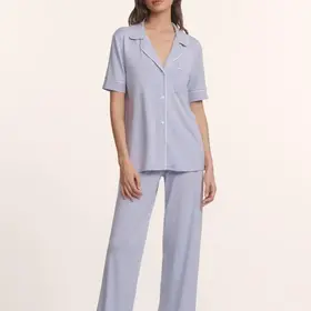 Eberjey Gisele Short Sleeve Pant PJ Set - Lavender Dusk/Ivory
