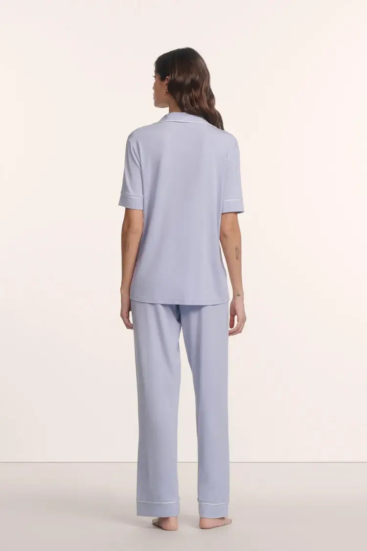 Eberjey Gisele Short Sleeve Pant PJ Set - Lavender Dusk/Ivory