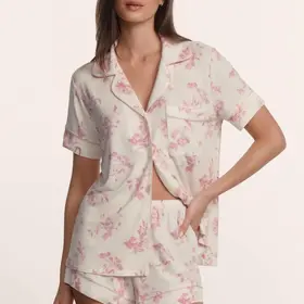 Eberjey Gisele Relaxed Shorty PJ Set - Rose Garden