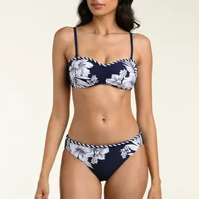 La Blanca Mariner Bandeau Bikini Top - Indigo Floral