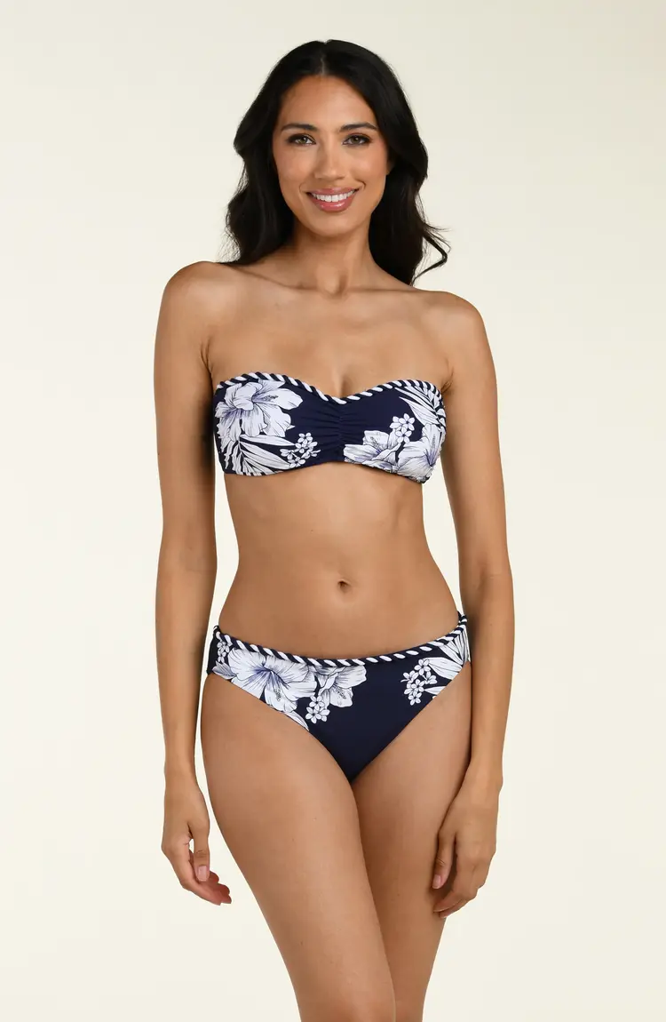 La Blanca Mariner Bandeau Bikini Top - Indigo Floral