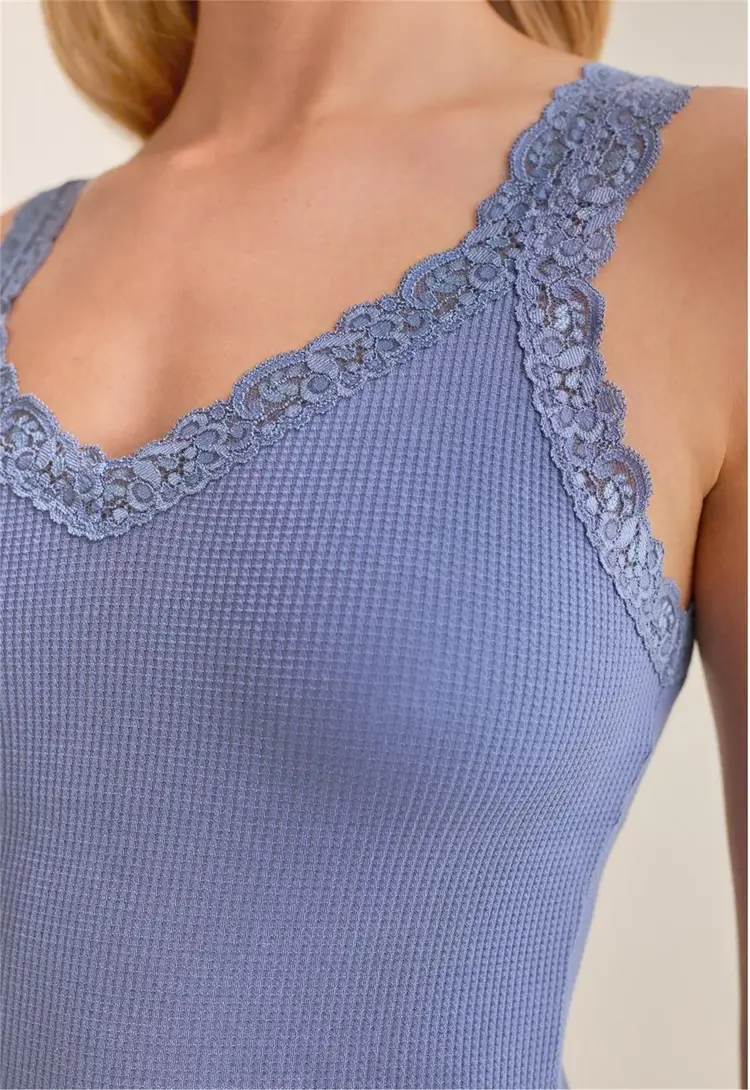 Fleur't Iconic Shelf Bra Cami - Denim Waffle