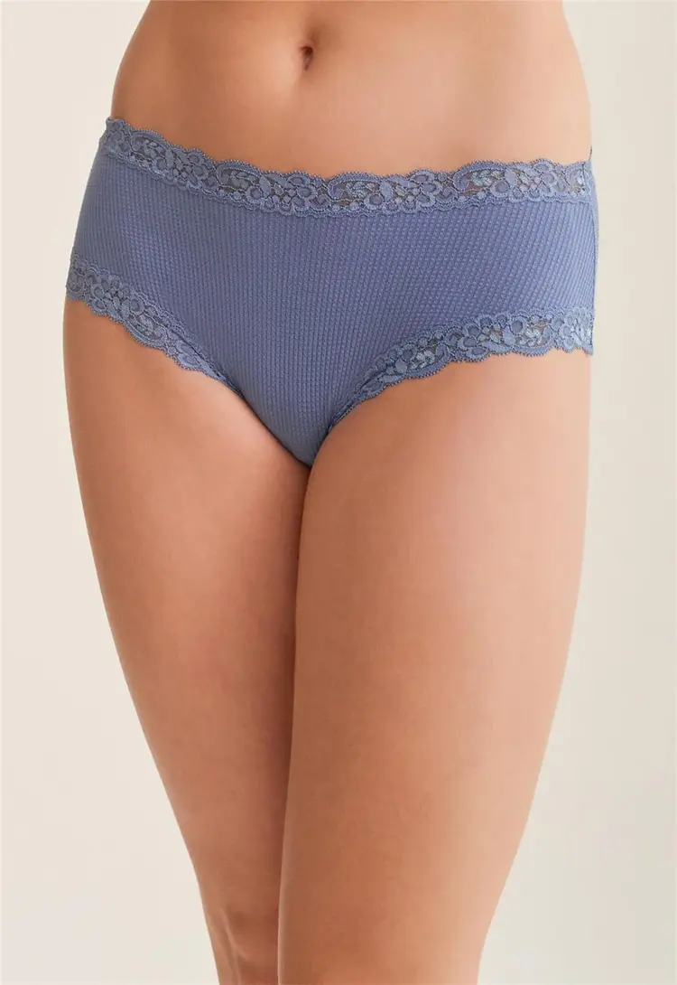 Fleur't Iconic HW Boyshort Panty - Denim Waffle