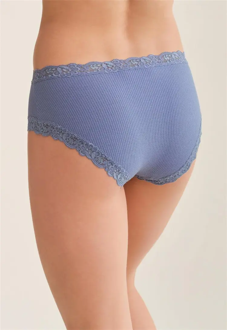 Fleur't Iconic HW Boyshort Panty - Denim Waffle
