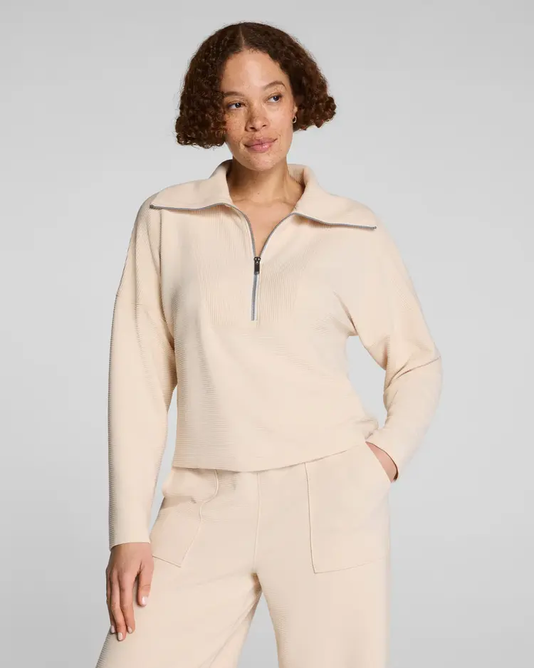 Spanx Airessentials French Rib 1/2 Zip - Toasted Coconut