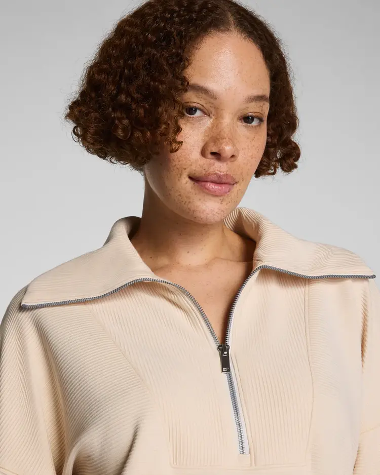 Spanx Airessentials French Rib 1/2 Zip - Toasted Coconut