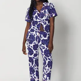 Bed Head Cotton Jersey Knit S/S Cropped PJ Set - Angelina Floral