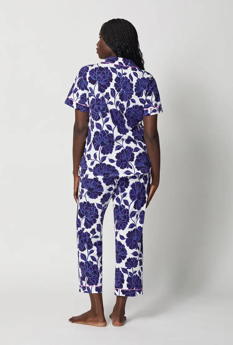 Bed Head Cotton Jersey Knit S/S Cropped PJ Set - Angelina Floral