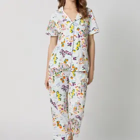 Bed Head Cotton Jersey Knit S/S Cropped PJ Set - Amalfi Escape