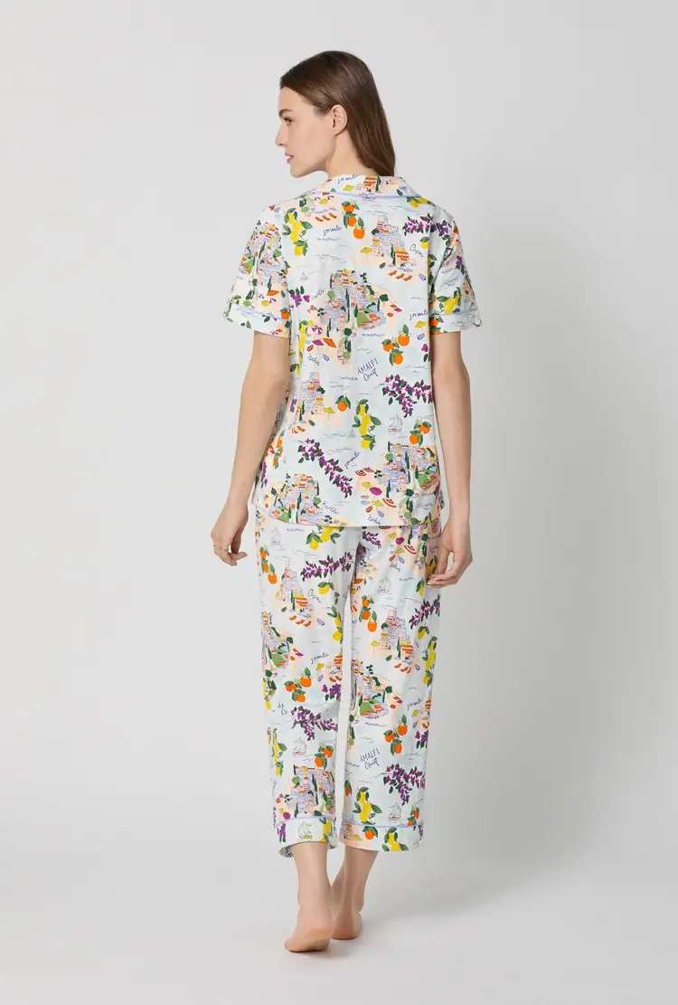 Bed Head Cotton Jersey Knit S/S Cropped PJ Set - Amalfi Escape