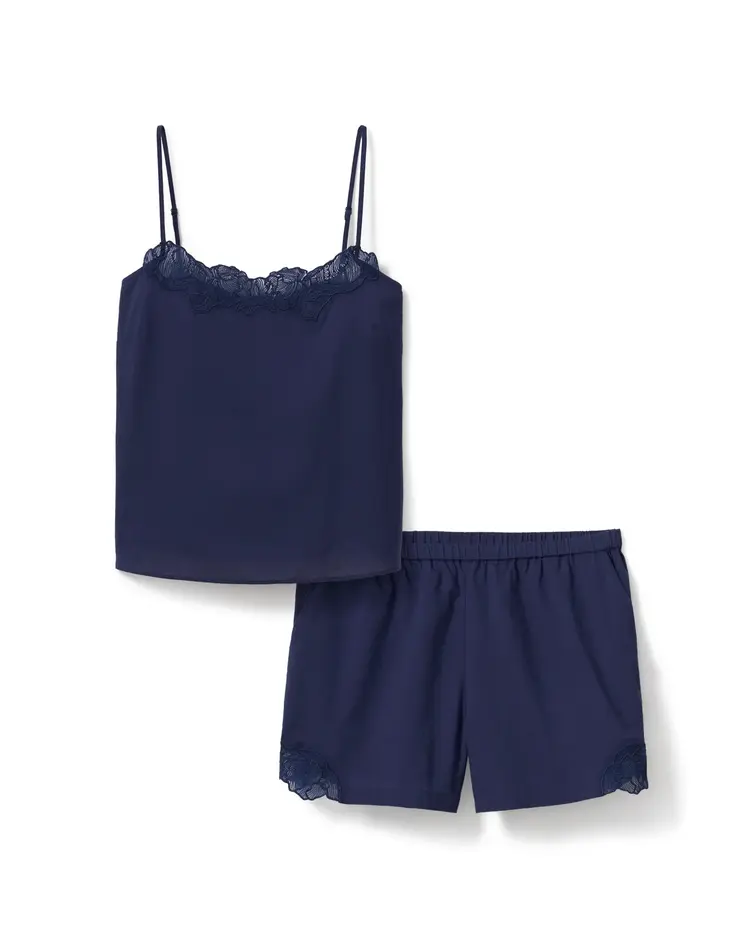 Petite Plume Voile Fleur Cami Short PJ Set - Navy