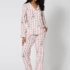 Bed Head Cotton Jersey Knit L/S Classic PJ Set  Fleur De La Tour