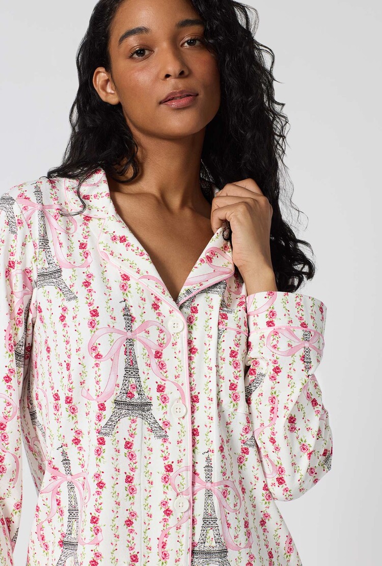 Bed Head Cotton Jersey Knit L/S Classic PJ Set  Fleur De La Tour