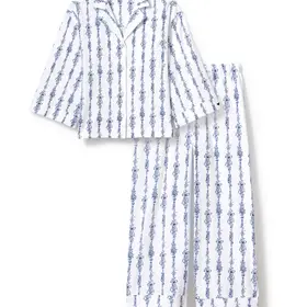 Petite Plume Olivia Wide Leg PJ Set - Navy Mayfair Toile