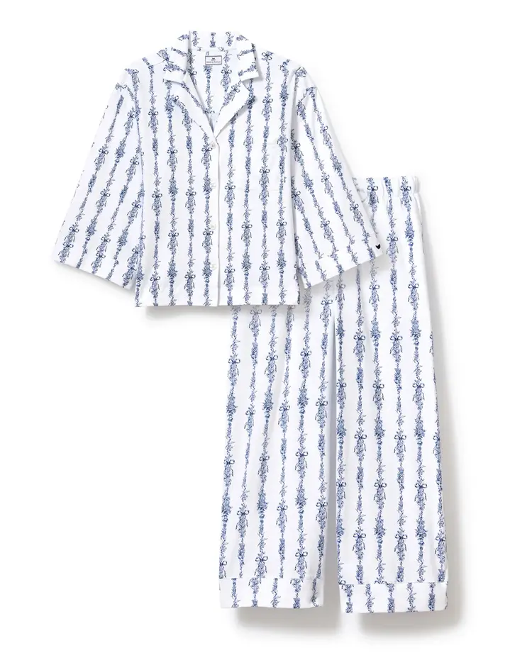 Petite Plume Olivia Wide Leg PJ Set - Navy Mayfair Toile