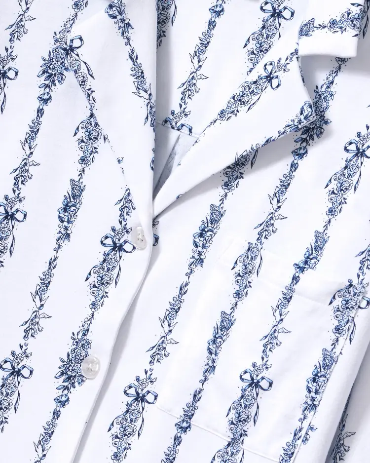 Petite Plume Olivia Wide Leg PJ Set - Navy Mayfair Toile