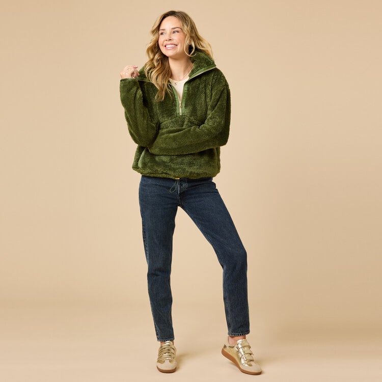 Softies DreamPlush 1/4 Zip Pullover - Olive