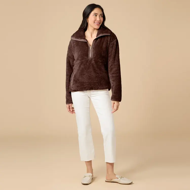 Softies DreamPlush 1/4 Zip Pullover - Espresso
