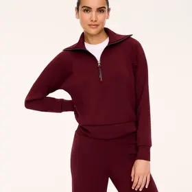 Spanx AirEssentials Half-Zip Sweatshirt - Vino