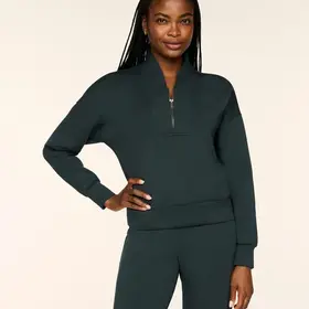 Spanx Air Essentials  Shawl Collar 1/2 Zip - Night Forest Heather
