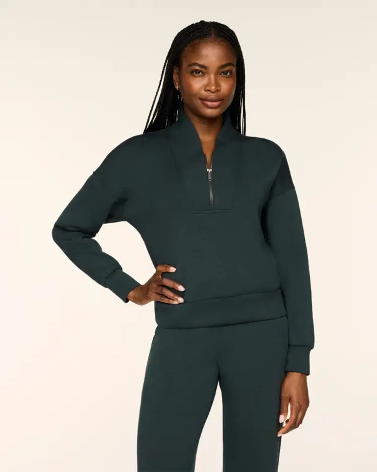 Spanx Air Essentials  Shawl Collar 1/2 Zip - Night Forest Heather