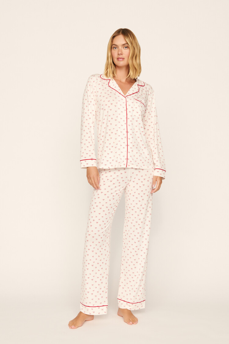 Eberjey Gisele Printed L/S Long PJ Set - Mini Bows