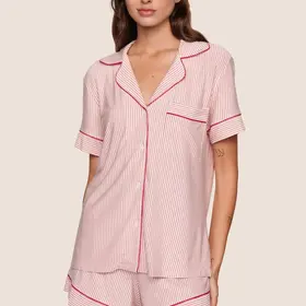 Eberjey Gisele S/S Short PJ Set - Duo Stripe Holly