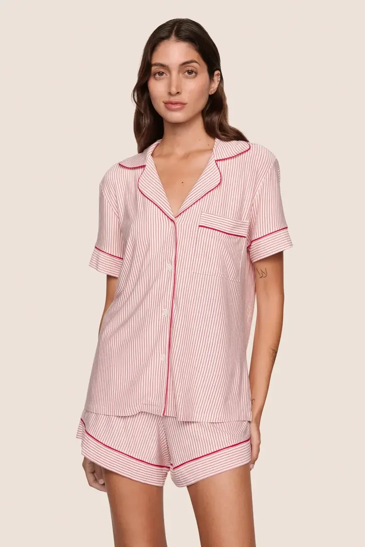 Eberjey Gisele S/S Short PJ Set - Duo Stripe Holly